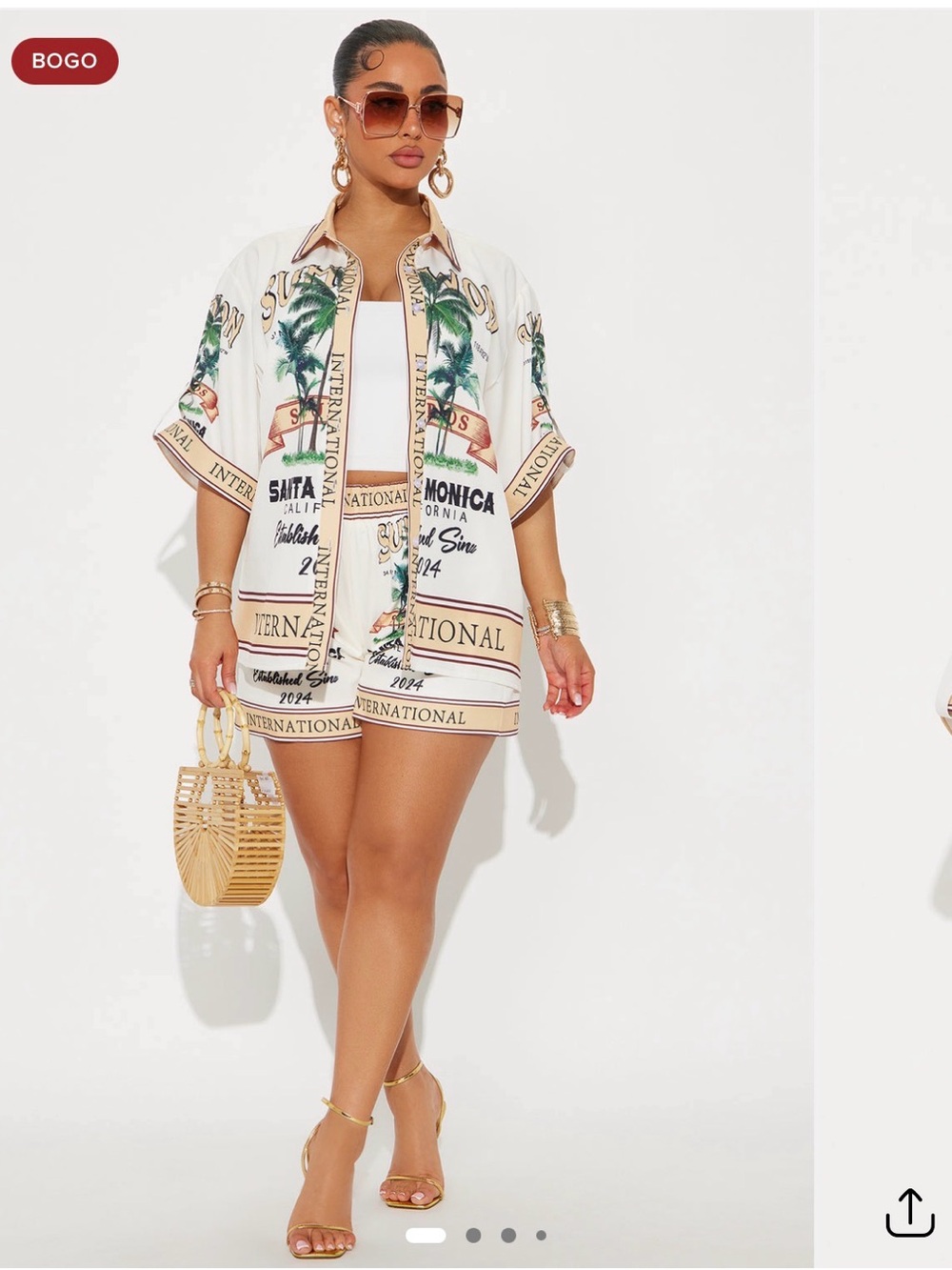 Women’s Cream Tropical Print Two piece set